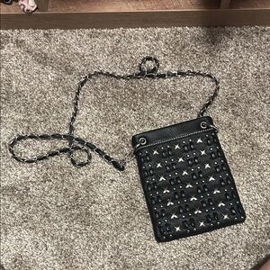 Elegant Black Crossbody Bag with Silver Accents